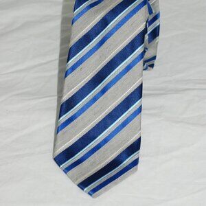 58” Mens Geoffrey Beene Stiped Blue Gray Tie GUC